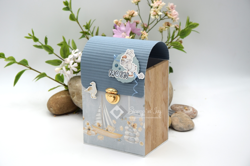 Preview: Klötzchenbox ca. 13,5x21,5x9,5 cm | Einband Designpapier maritim | Art. Nr. 97040510